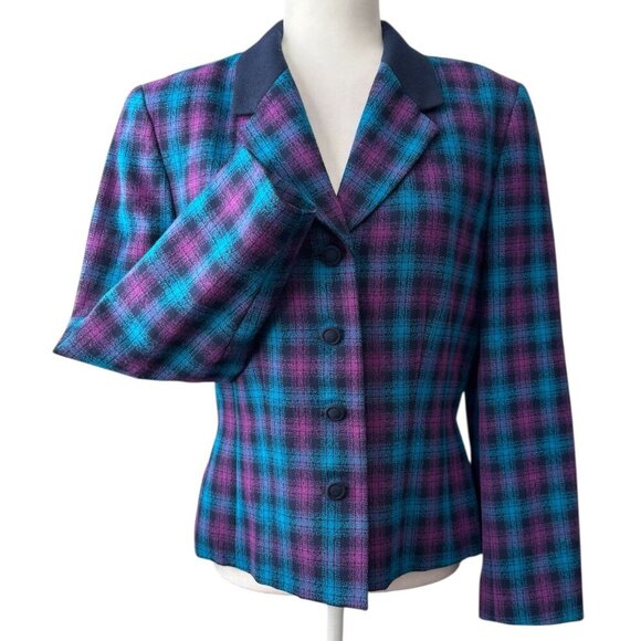 Pendleton Classic 100% Virgin Wool Vintage Blazer Jacket Tartan Plaid Women's 10 - Picture 1 of 9